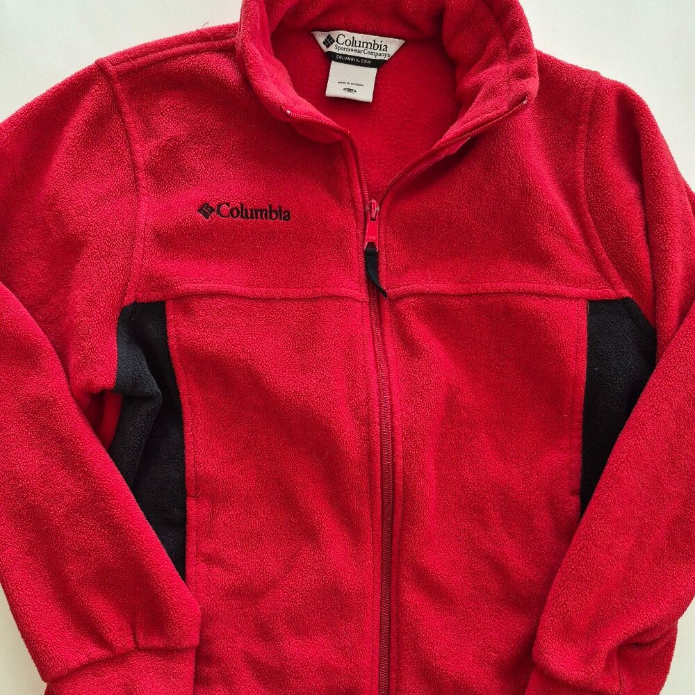 Columbia Kids Red/black polar Full-Zip Fleece Jacket size 10-12